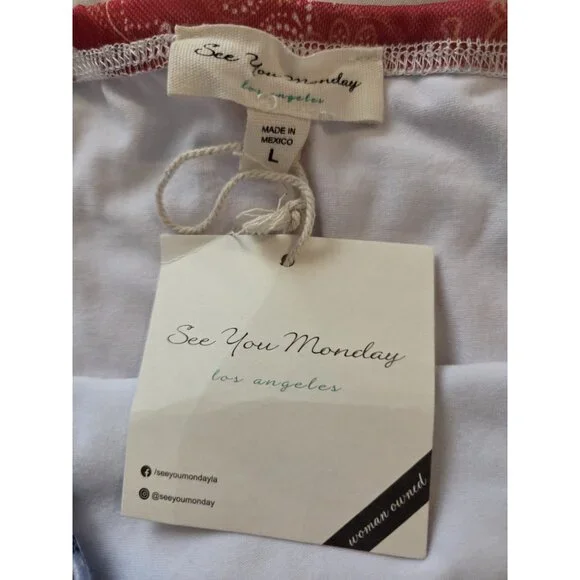 See You Monday Red Blue Hanky Heart Print Stretch Straight Maxi Skirt S/M NWT - Picture 6 of 9